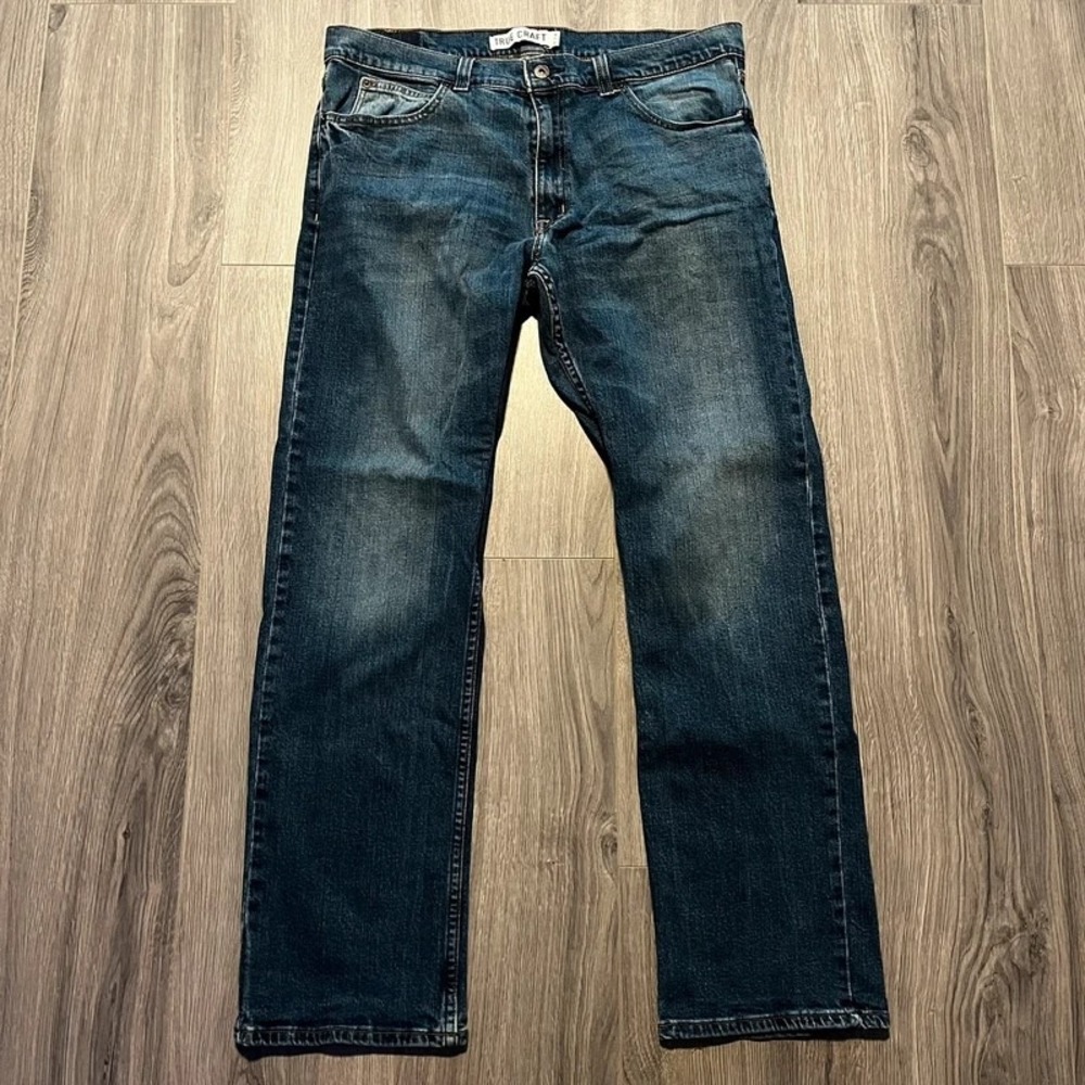 True Craft Captain Stretch Straight Leg Jeans Men's 36x32 Blue